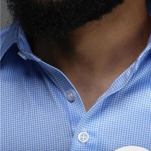 New Collars & Co Men's Blue houndstooth  Shirt spread collar polo size large